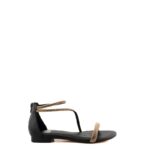 Bibi Lou Sandalo Donna Nero Con Cristalli Oro E Talloncino Chiuso