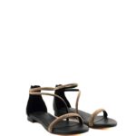 Bibi Lou Sandalo Donna Nero Con Cristalli Oro E Talloncino Chiuso