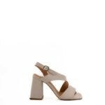 Bruno Premi Sandalo Donna In Pelle Bianco Latte Con Tacco Quadrato