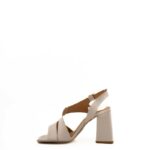 Bruno Premi Sandalo Donna In Pelle Bianco Latte Con Tacco Quadrato