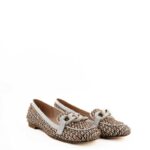 Status Mocassino Donna In Rafia Intrecciata Con Catena