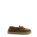 Espadrilles Mocassino Uomo In Camoscio Con Stringa Cuoio