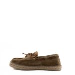 Espadrilles Mocassino Uomo In Camoscio Con Stringa Cuoio