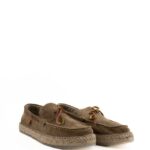 Espadrilles Mocassino Uomo In Camoscio Con Stringa Cuoio