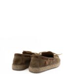 Espadrilles Mocassino Uomo In Camoscio Con Stringa Cuoio