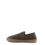 Espadrilles Mocassino Uomo In Tela Fango Con Corda