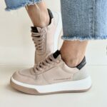 Alexander Smith Harrow Sneakers Donna Nude E Tessuto Glitterato