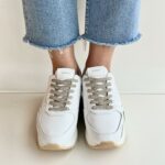 Crime London Sneakers Donna Bianca Platino Con Zeppa
