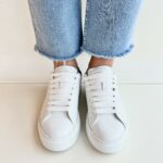 Crime London Sneakers Donna Bianca E Swarovski Neri