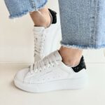 Crime London Sneakers Donna Bianca E Swarovski Neri