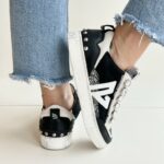 Emanuelle Vee Sneakers Donna Cavallino Nero Con Glitter E Maxi Cristalli