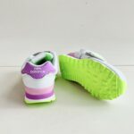 New Balance 574 Sneakers Bambina In Pelle Ghiaccio E Verde Fluo
