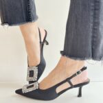 Bibi Lou Slingback Nera Con Fibbia Gioiello