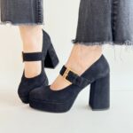 Bruno Premi Mary Jane In Camoscio Nero