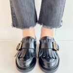 Bruno Premi Mocassino Donna Nero Con Frangia