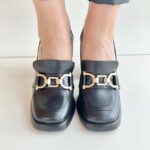 Matteo Pitti Mocassino Donna Nero Tacco Quadrato