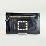 Campomaggi Portafoglio Donna Nero Con Bottone E Borchie