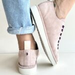 Panchic P01 Scarpe Donna In Camoscio Rosa Con Stringa Viola