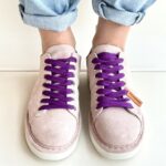Panchic P01 Scarpe Donna In Camoscio Rosa Con Stringa Viola