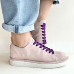 Panchic P01 Scarpe Donna In Camoscio Rosa Con Stringa Viola