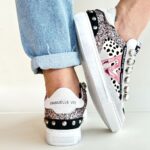 Emanuelle Vee Sneakers Donna Pois E Glitter Con Maxi Cristalli