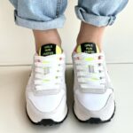 Sun 68 Sneakers Donna Bianca Con Fluo