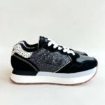 Sun 68 Sneakers Donna Nera Glitter E Cavallino
