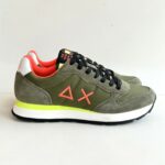 Sun 68 Sneakers Uomo Verde Militare E Dettagli Fluo
