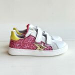 Naturino Pinn Scarpa Bambina Bianca E Glitter Rosa