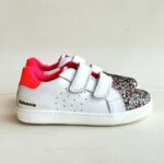 Falcotto Sneakers Bambina Bassa Bianca Con Glitter E Velcro