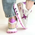 Ama Brand Super Run Sneakers Donna In Pizzo Beige