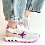 Ama Brand Super Run Sneakers Donna In Pizzo Beige