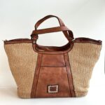 Campomaggi Borsa A Mano Donna In Paglia E Pelle Cognac