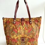 Campomaggi Borsa Shopping In Canvas Fantasia Cognac