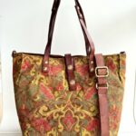 Campomaggi Borsa Shopping In Canvas Fantasia Cognac