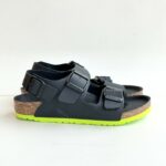Birkenstock Milano Sandalo Bambino In Birko Flor Nero E Lime