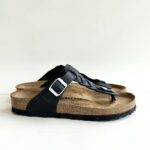 Birkenstock Gizeh Braided Donna In Pelle Oliata Nera