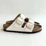 Birkenstock Arizona Donna Big Buckle In Birko Flor Pearl White