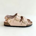 Birkenstock Milano Donna Big Buckle In Pelle Laccata Cipria