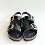 Birkenstock Milano Donna Big Buckle In Pelle Laccata Nera