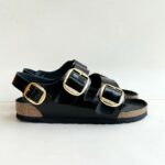 Birkenstock Milano Donna Big Buckle In Pelle Laccata Nera