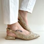 Alma En Pena Slingback Donna Sabbia Con Cristalli