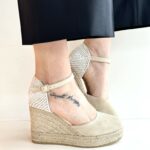 Espadrilles Zeppa Donna Sabbia Chiusa In Punta
