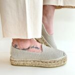 Espadrilles Scarpa Donna Oro Con Fondo Corda