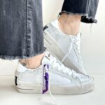 Crime London Sneakers Donna Bianca Ricoperta Di Cristalli