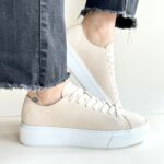 Crime London Raw Cut Sneakers Donna In Nabuck Beige
