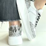 Crime London Magnetic Sneakers Donna Bianca E Argento Con Platform