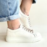 Stokton Sneakers Donna Latte Con Lacci Gioiello