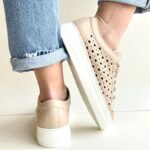 Stokton Sneakers Donna Nude Con Lacci Gioiello