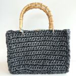 Chica Borsa Shopper Donna In Rafia Intrecciata Nera